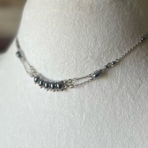 NWT Silver Tone Beaded Necklace